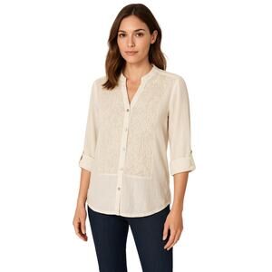 Reba Embroidered Lace Front Blouse – Women’s Size S